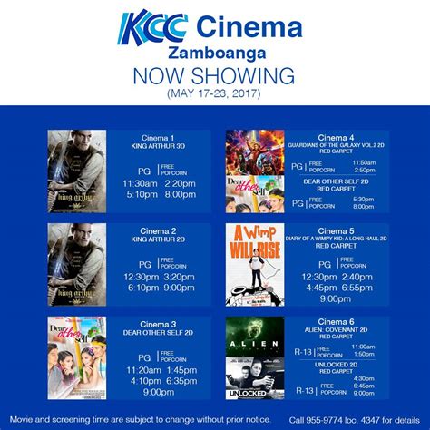 KCC Mall de Zamboanga Cinema Movie Schedule .